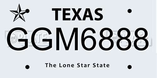 GGM6888 Texas License Plate