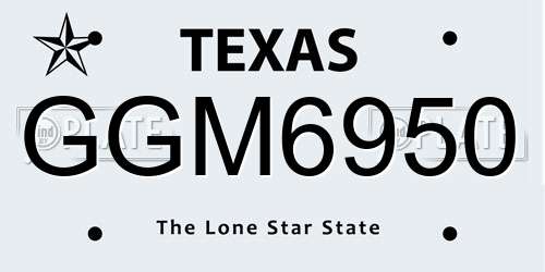 GGM6950 Texas License Plate