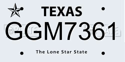 GGM7361 Texas License Plate