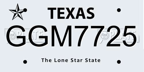 GGM7725 Texas License Plate