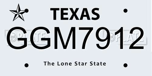 GGM7912 Texas License Plate