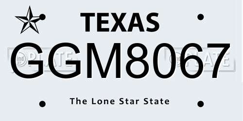 GGM8067 Texas License Plate