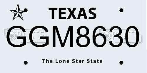 GGM8630 Texas License Plate