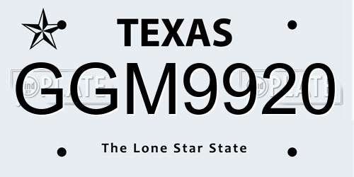 GGM9920 Texas License Plate