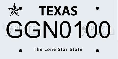 GGN0100 Texas License Plate