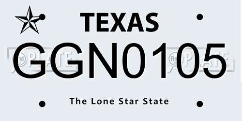 GGN0105 Texas License Plate
