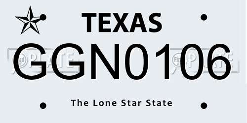 GGN0106 Texas License Plate
