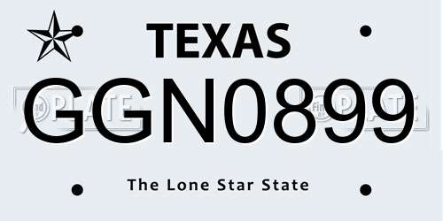 GGN0899 Texas License Plate