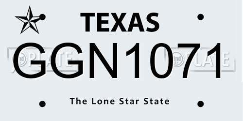 GGN1071 Texas License Plate