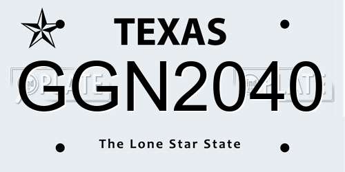 GGN2040 Texas License Plate
