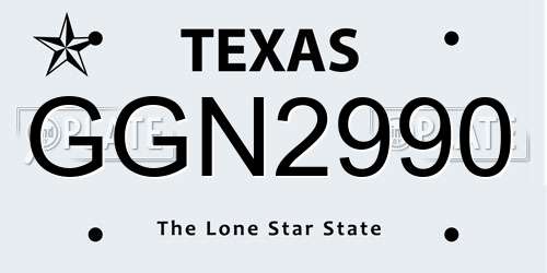 GGN2990 Texas License Plate