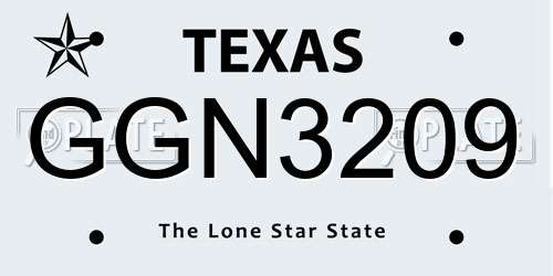 GGN3209 Texas License Plate