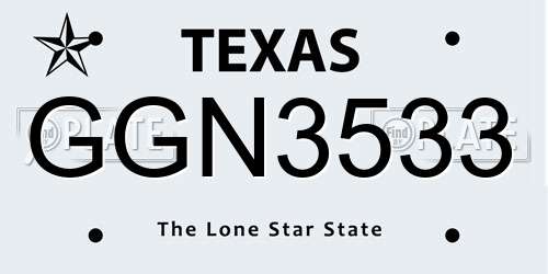GGN3533 Texas License Plate