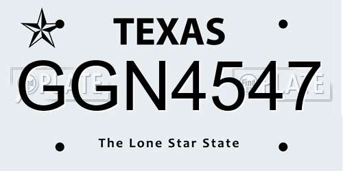 GGN4547 Texas License Plate