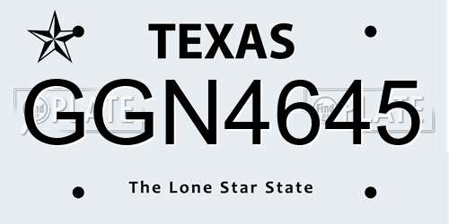 GGN4645 Texas License Plate