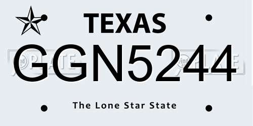 GGN5244 Texas License Plate