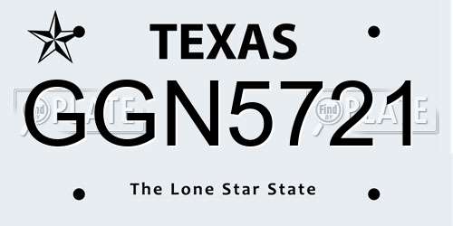 GGN5721 Texas License Plate
