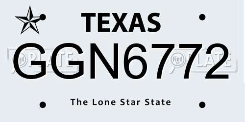 GGN6772 Texas License Plate