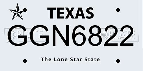 GGN6822 Texas License Plate