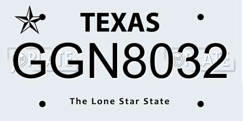 GGN8032 Texas License Plate