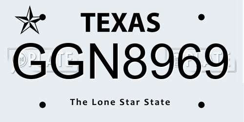 GGN8969 Texas License Plate