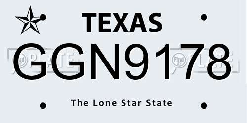 GGN9178 Texas License Plate