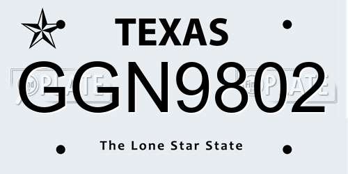 GGN9802 Texas License Plate