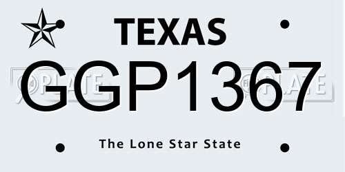 GGP1367 Texas License Plate