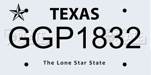GGP1832 Texas License Plate