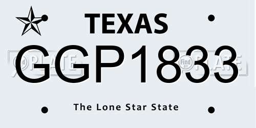 GGP1833 Texas License Plate