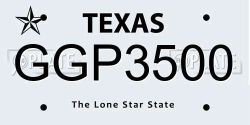 GGP3500 Texas License Plate