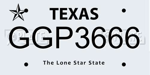 GGP3666 Texas License Plate