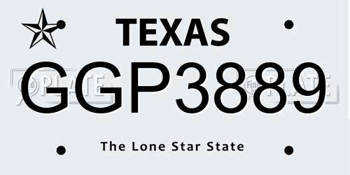 GGP3889 Texas License Plate