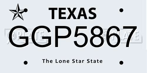 GGP5867 Texas License Plate