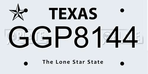 GGP8144 Texas License Plate