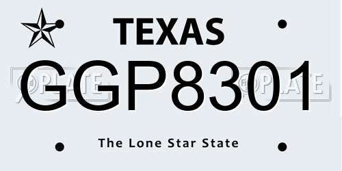 GGP8301 Texas License Plate