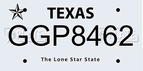 GGP8462 Texas License Plate