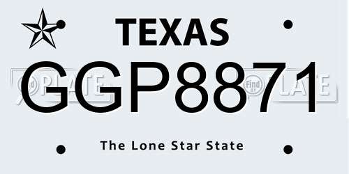 GGP8871 Texas License Plate