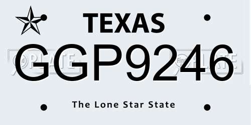 GGP9246 Texas License Plate