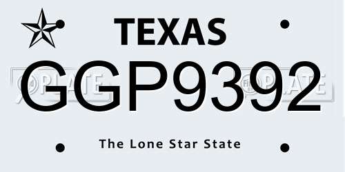 GGP9392 Texas License Plate