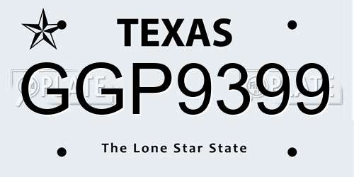 GGP9399 Texas License Plate