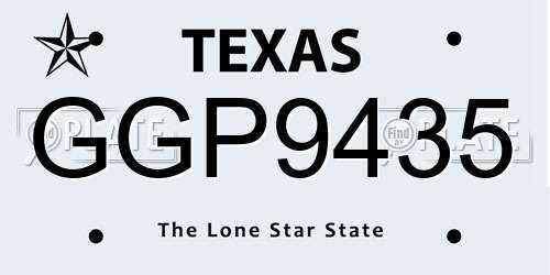 GGP9435 Texas License Plate