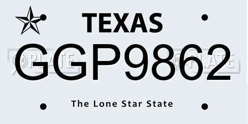 GGP9862 Texas License Plate