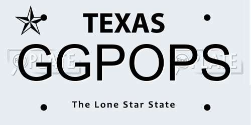GGPOPS Texas License Plate