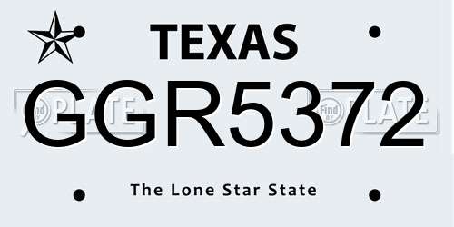 GGR5372 Texas License Plate