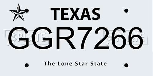 GGR7266 Texas License Plate