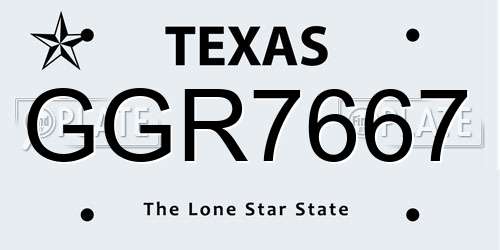 GGR7667 Texas License Plate