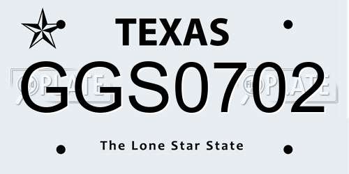 GGS0702 Texas License Plate