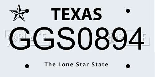 GGS0894 Texas License Plate