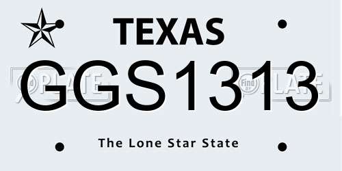 GGS1313 Texas License Plate